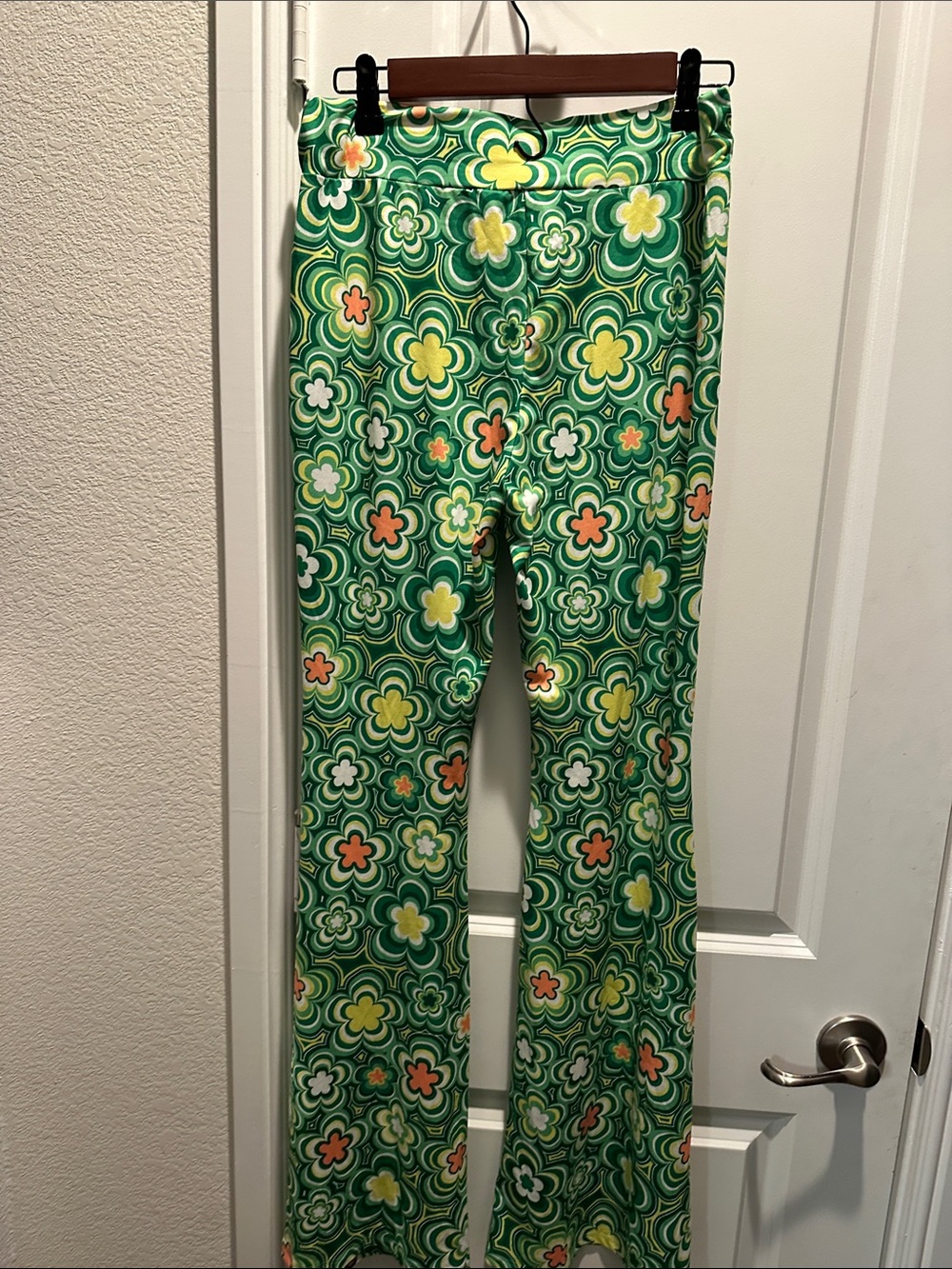 Green Floral Print stretch Pants